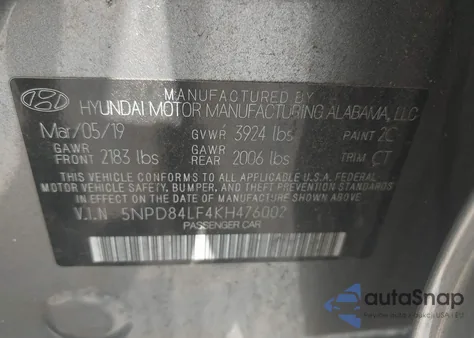 2019 Hyundai Elantra Sel из США, поврежденный, VIN 5NPD84LF4KH476002